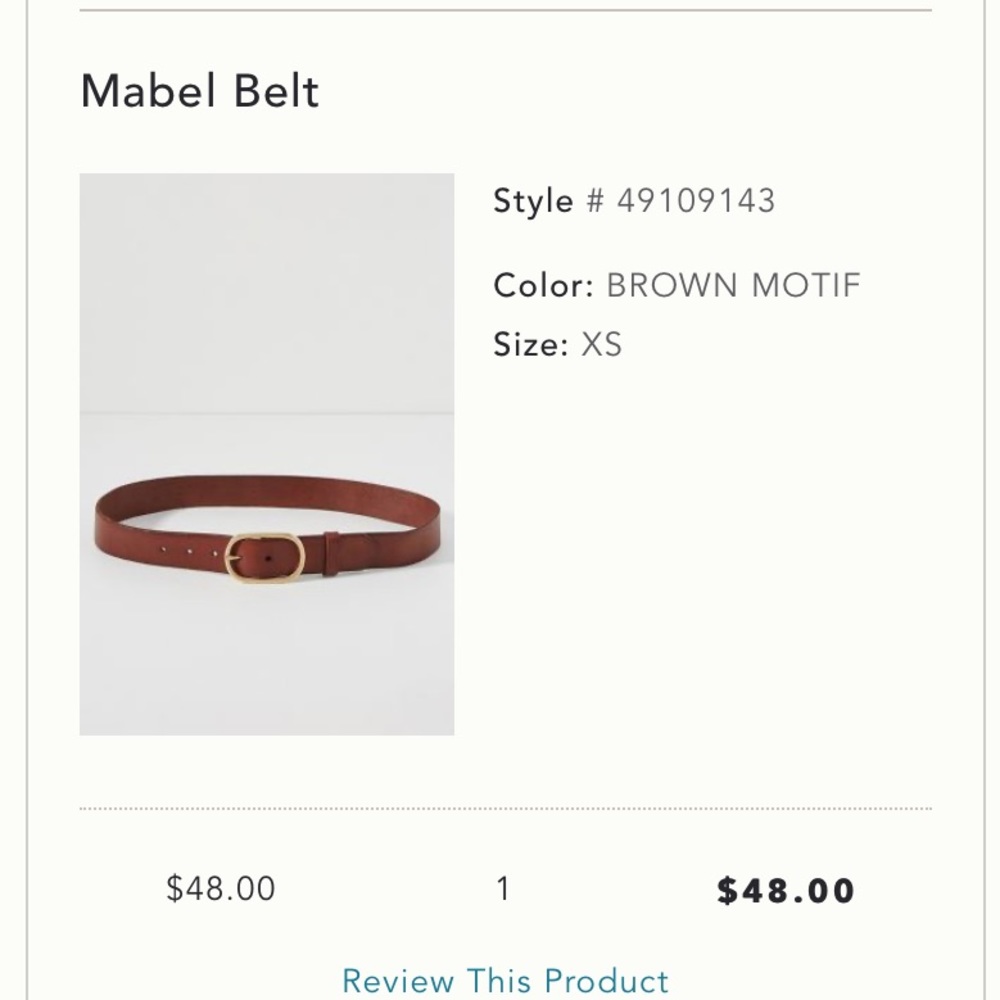 NWT Sold Out Anthropologie Mabel Brown Belt XS